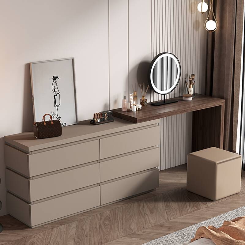 Push-Pull L-Shape Scalable Makeup Vanity for Sleeping Quarters, 2-in-1