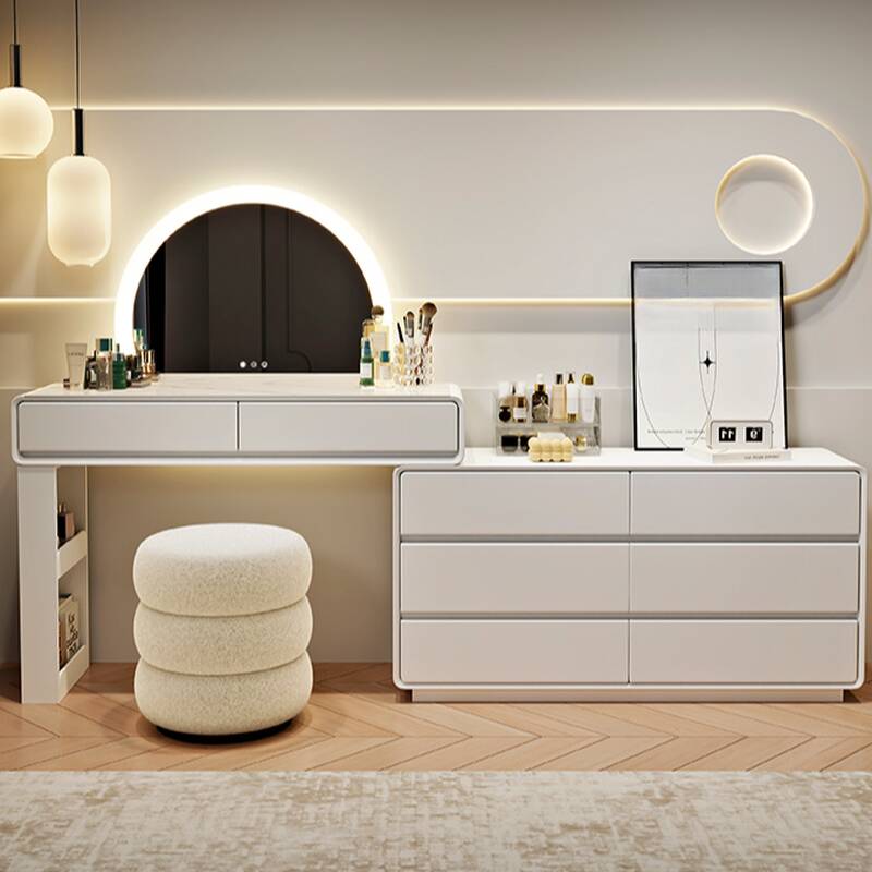 L-Shape Scalable 2-in-1 Vanity Set for Sleeping Room with Push-Pull Feature