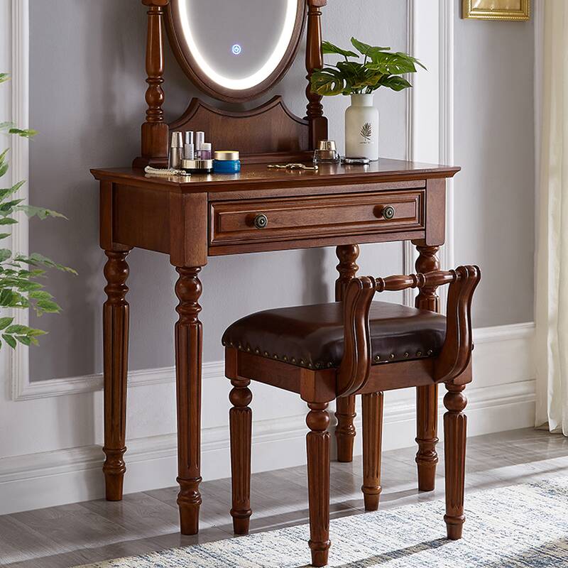 Shaker Style Makeup Vanity with Lighting System for Sleeping Room, Push-Pull Enabled