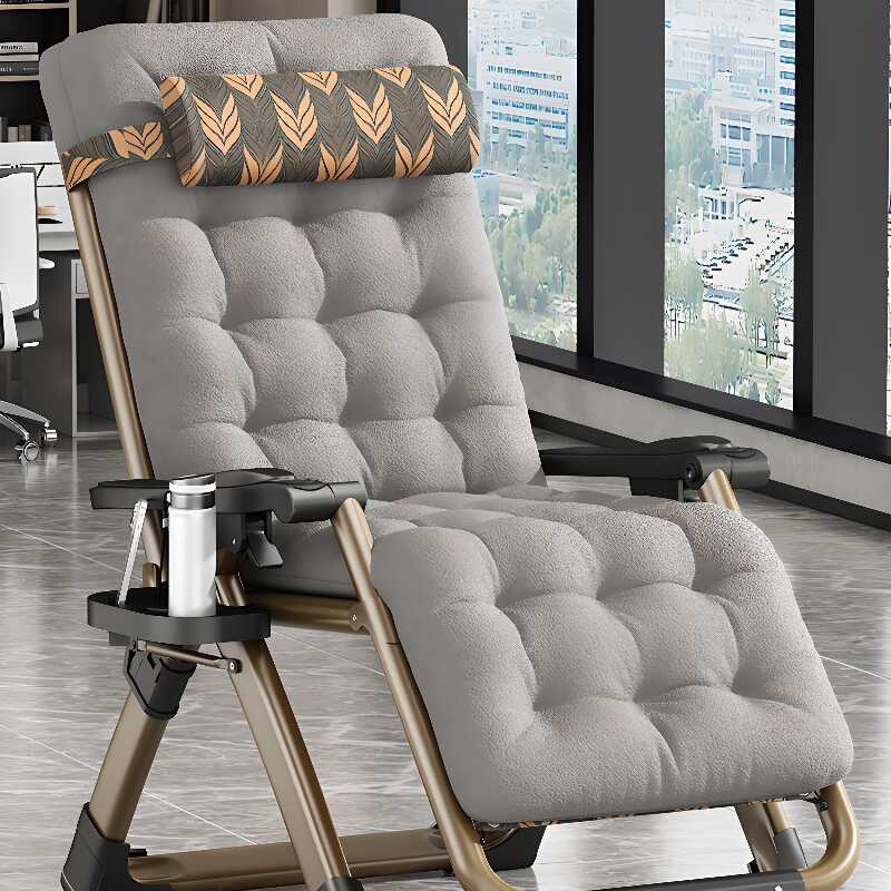 Grey Alloy Arm Recliner with Non Rocking Base, Pillow, Locking Back Angle, Stitch-tufted Detail, and Removable Back