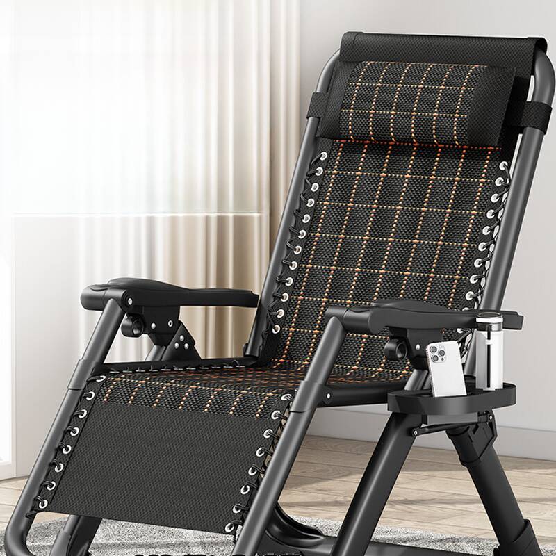 Modish Non Rocking Metal Base Auburn/Midnight Black Recline Chairs with Lumbar Support, Locking Back Angle and Independent Foot Movement