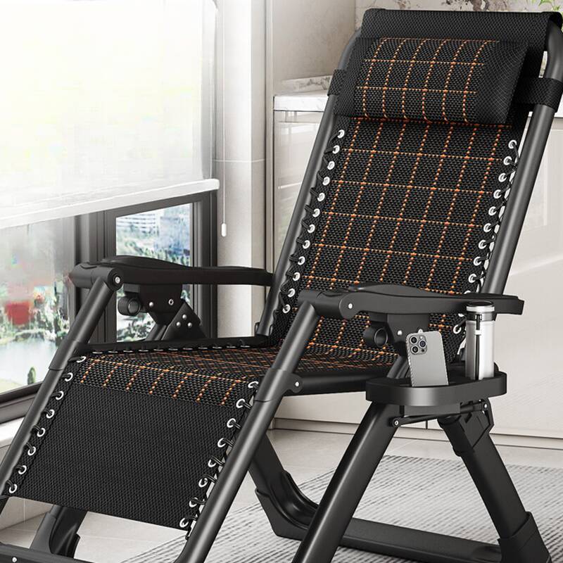 Checkered Midnight Black Alloy Arm Recliner with Non Rocking Base, Lumbar Support, Locking Back Angle, and Removable Back