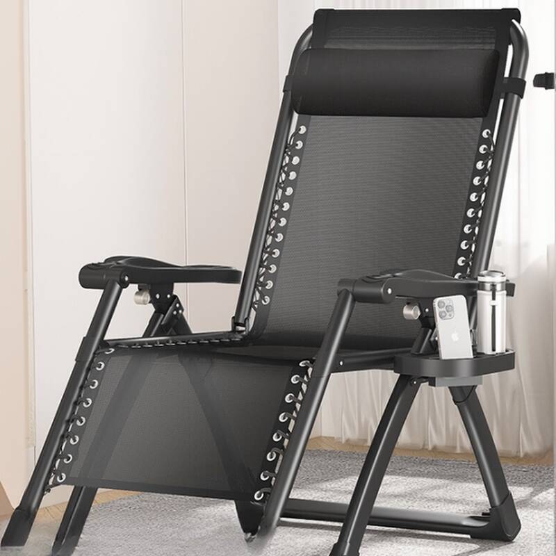 Minimalist Solid Colour Alloy Black/Caramel Recliner Armchair with Locking Back Angle & Removable Back, Standard (No Motion)