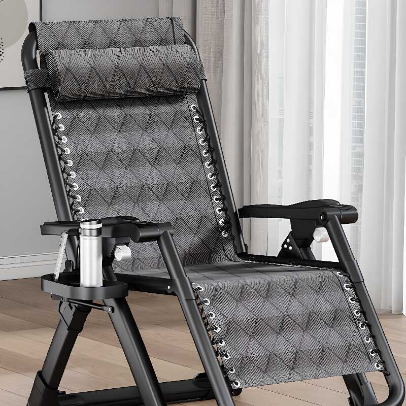 Art Deco Sepia/Midnight Black Alloy Non Rocking Locking Back Angle Reclining Chair with Lumbar Support & Independent Foot Movement