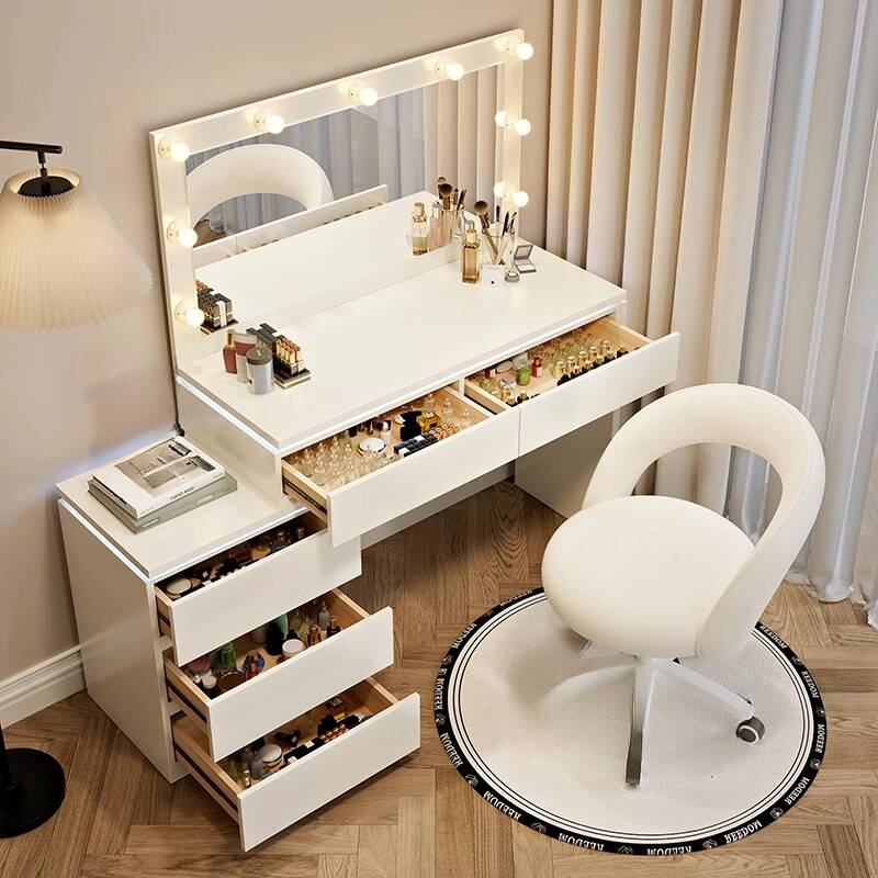 Multi-Purpose Vanity Set with Led Lighting, Scalable Design, and Push-Pull Functionality