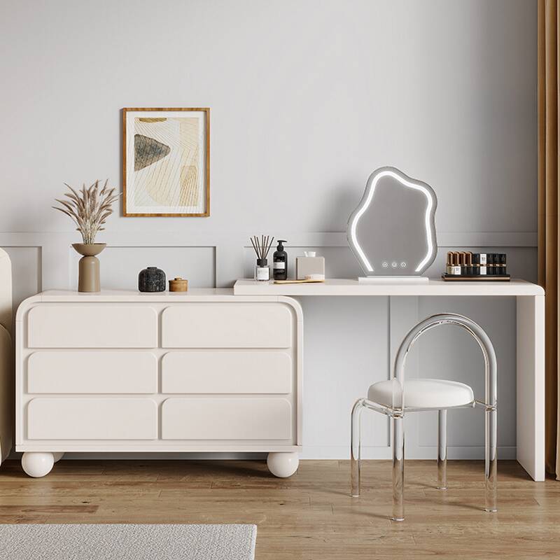 Multi-Purpose Vanity Set with Pop Up, LED Lighting, Scalable, 2-in-1, and Adjustable Touch Brightness