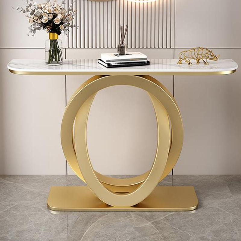 Modern/Art Deco Pedestal Scratch-shielded Stain Resistant Semi Circle Stone Entrance Table