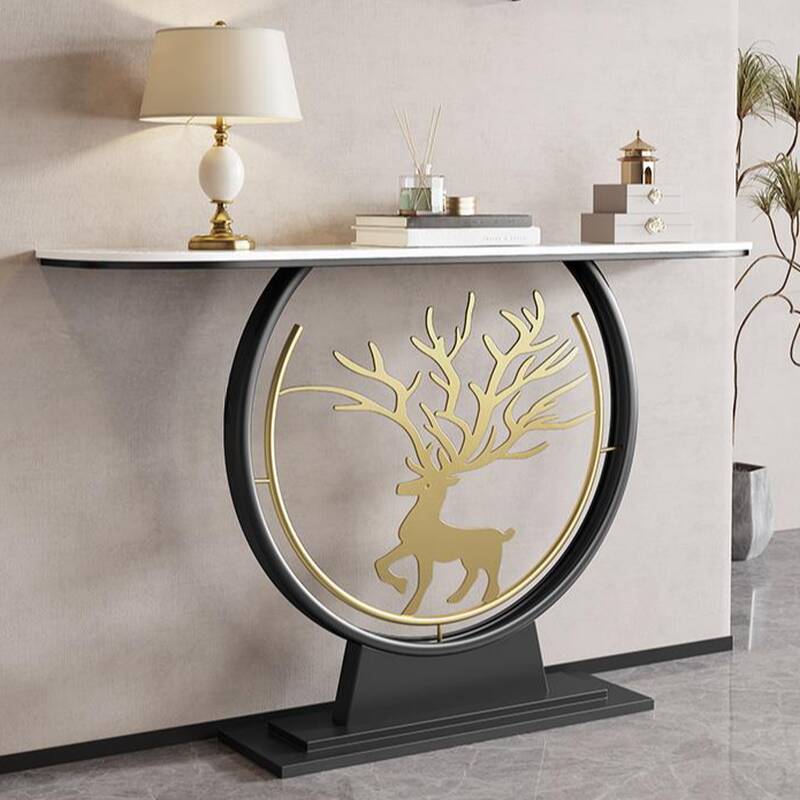 Stylish/Art Deco Pedestal Scratch-defiant Stain Resistant Half Circle Stone Console Stands