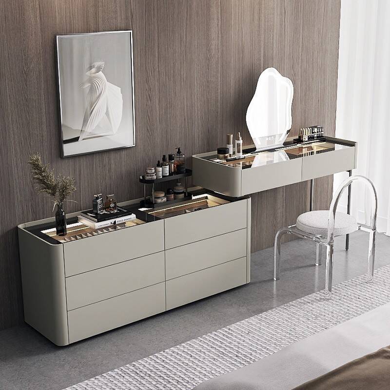 Multi-Purpose Makeup Vanity with Jewelry Storage, Scalable Dividers, Sliding 2-in-1 Design