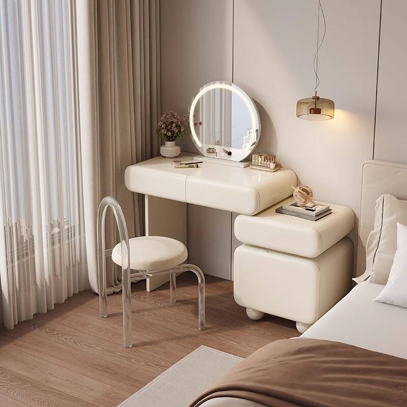 Simplistic Wood Large Vanity Set with Tabletop Storage