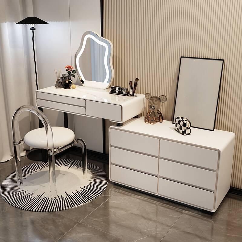 Multi-Purpose Vanity Set with LED Lighting, Scalable, Dividers, Push-Pull, Adjustable Touch and Brightness