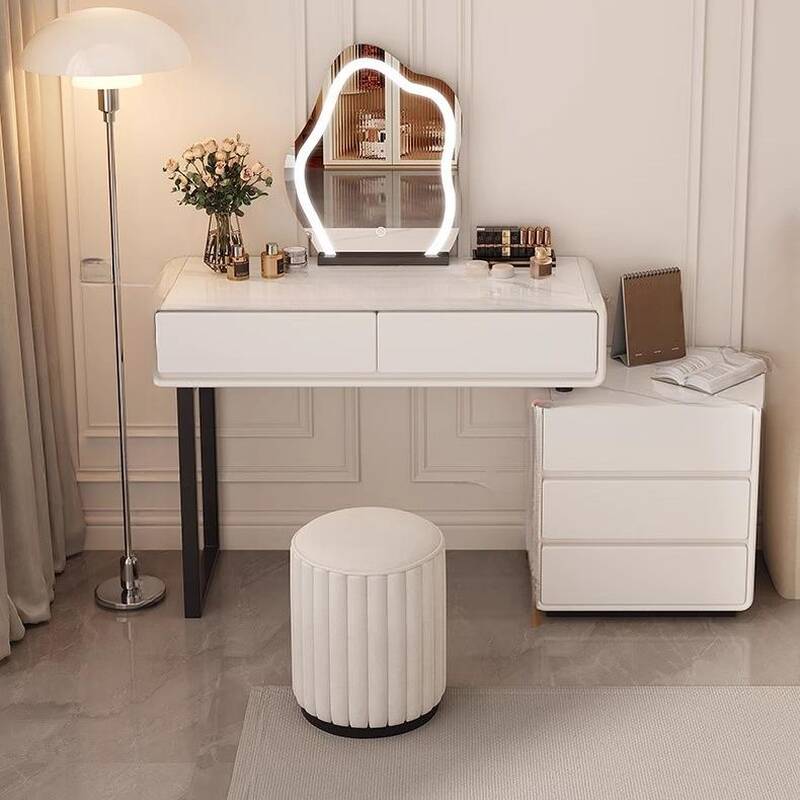 Chalk Simplistic Wood Standard/Large Makeup Vanity with No Suspension