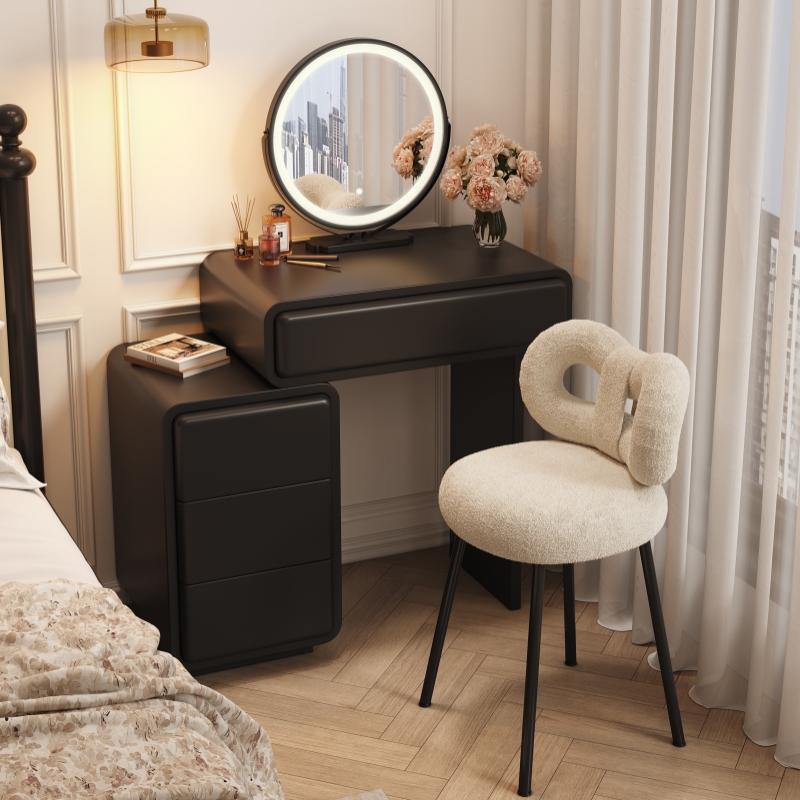 Casual Coal Lumber Standard Makeup Vanity with 4 Drawers, No Suspension