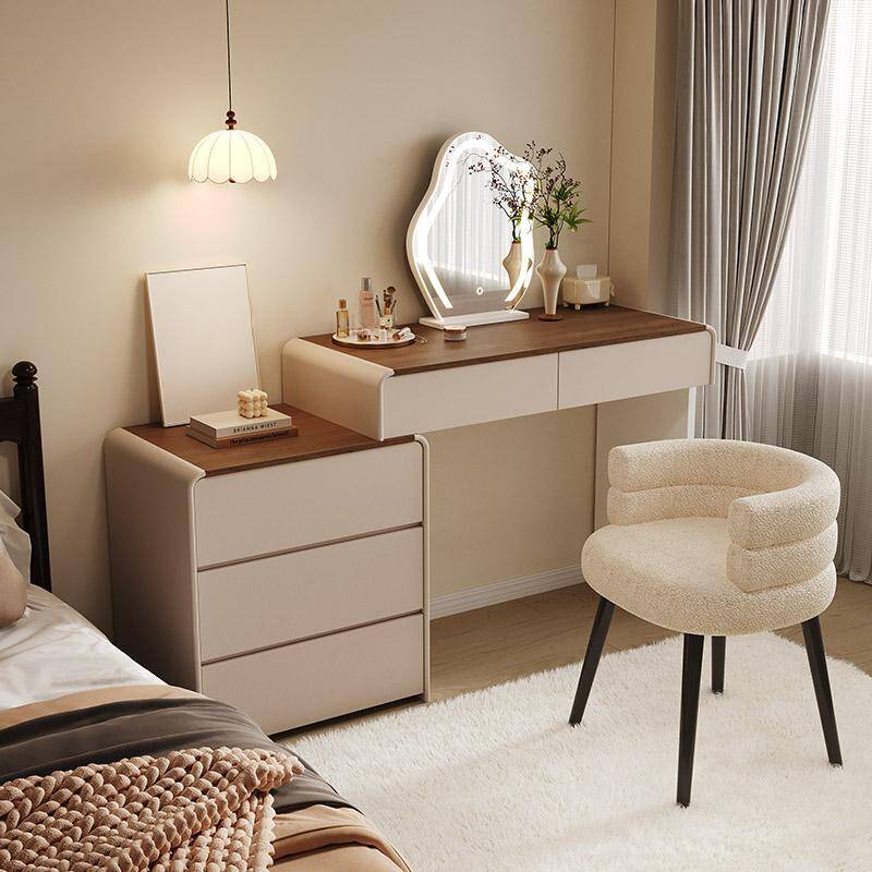 Simplistic Large Wood Makeup Vanity with 3 Drawers and Tabletop Storage