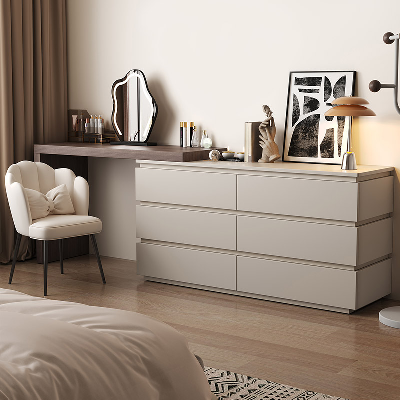 Grey Simplistic Wood Large Makeup Vanity, No Suspension