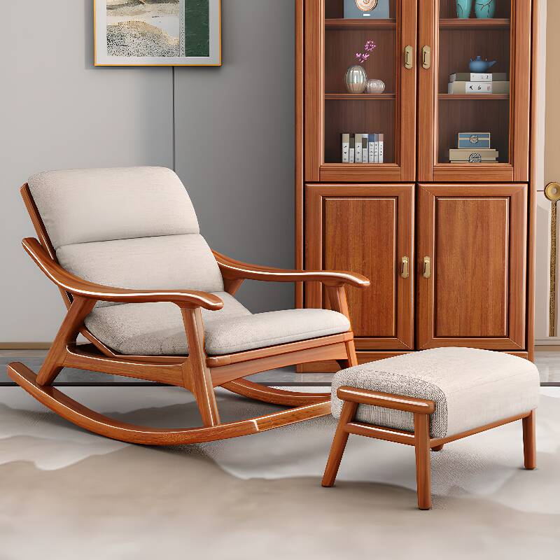 Auburn Simple Upholstered Rocking Seat with Padded Track Arm and Ottoman, 2 Piece Set