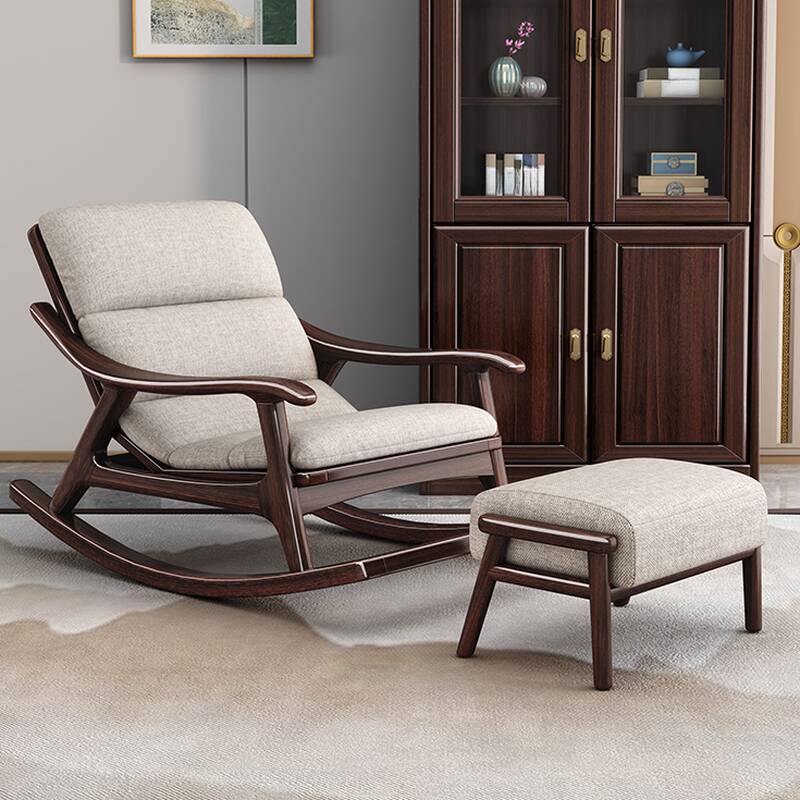 Walnut Craftsman Lumber Rocking Seat with Ottoman