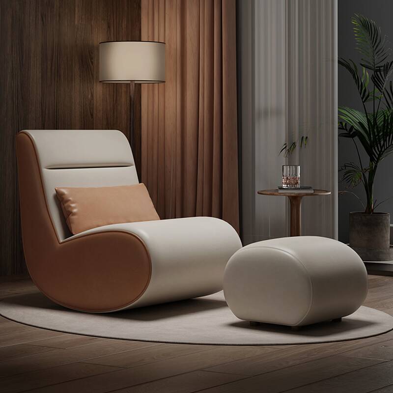 Simple Upholstered Rocking Seat with Padded Ottoman, Scratch-tolerant, 2 Piece Set