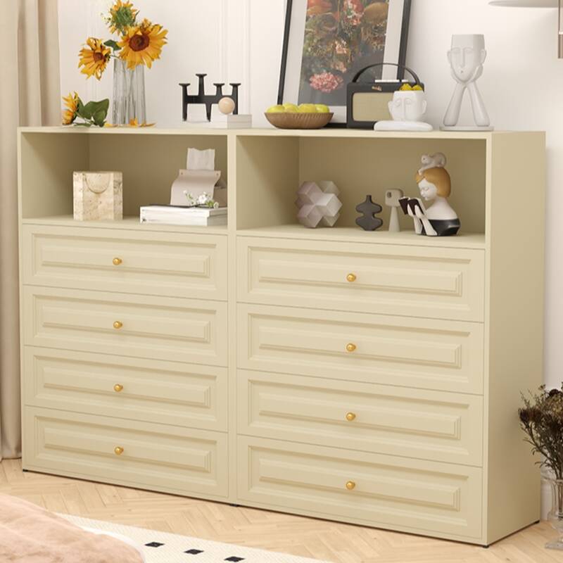 Casual Steel Ivory Bachelor Chest/Double Dresser/Media Chest with 5 Tiers/4 Tiers/3 Tiers