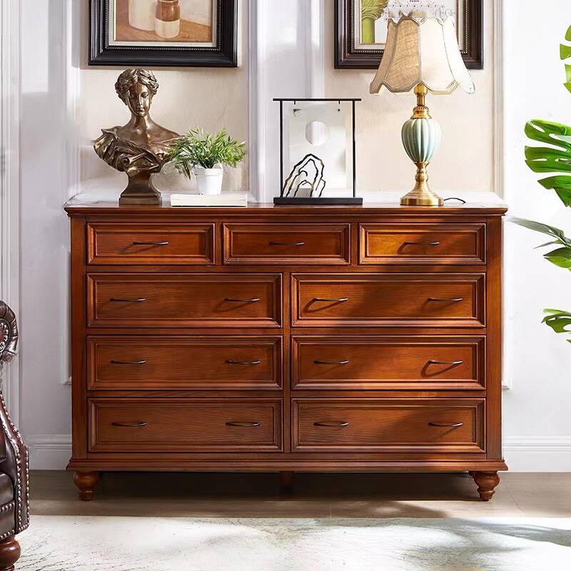 Art Deco Chestnut Console Dresser/Bachelor Chest Horizontal/Vertical Hardwood with 9 Drawers/5 Drawers