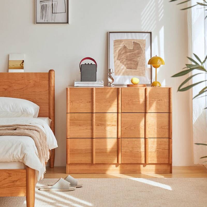 Natural Simple Cherry Wood Horizontal/Vertical Console Dresser/Bachelor Chest