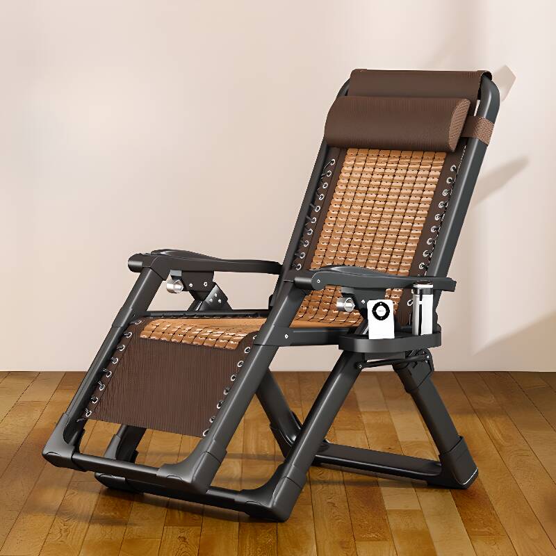 Natural Alloy Non Rocking Arm Recliner with Pillow, Locking Back Angle, Cupholder, and Removable Back