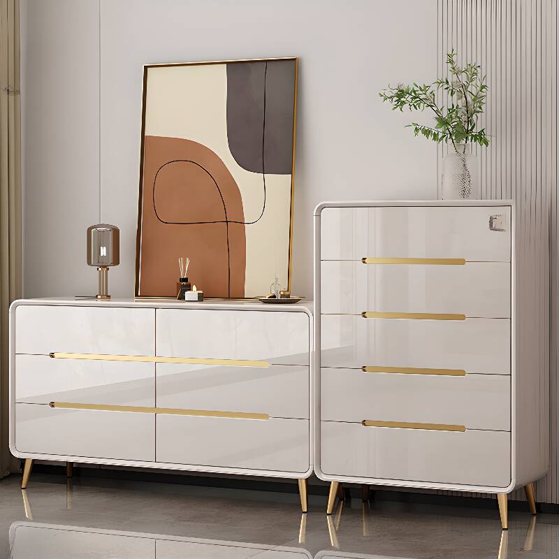 White Simple Timber Horizontal/Vertical Console Dresser/Bachelor Chest with 9/8/7 Drawers