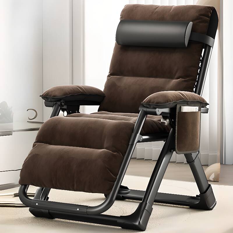 Non Rocking Base Reclining Accent Chair with Pillow, Cup Holder, Detachable Cushion, Lumbar Support, Locking Back Angle and Cocoa/Gray Cushion