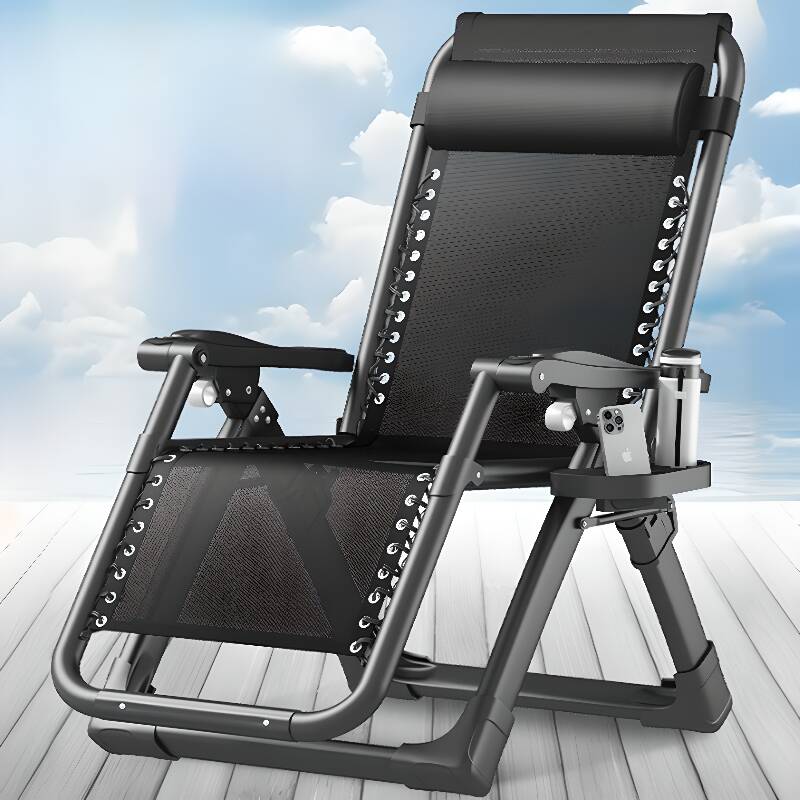 Standard (No Motion) Dove Grey/Unfinished Colour/Black Reclining Chair with Pillow, Independent Foot Movement, Locking Back Angle and Cupholder, Removable Cushion Included/Not Included