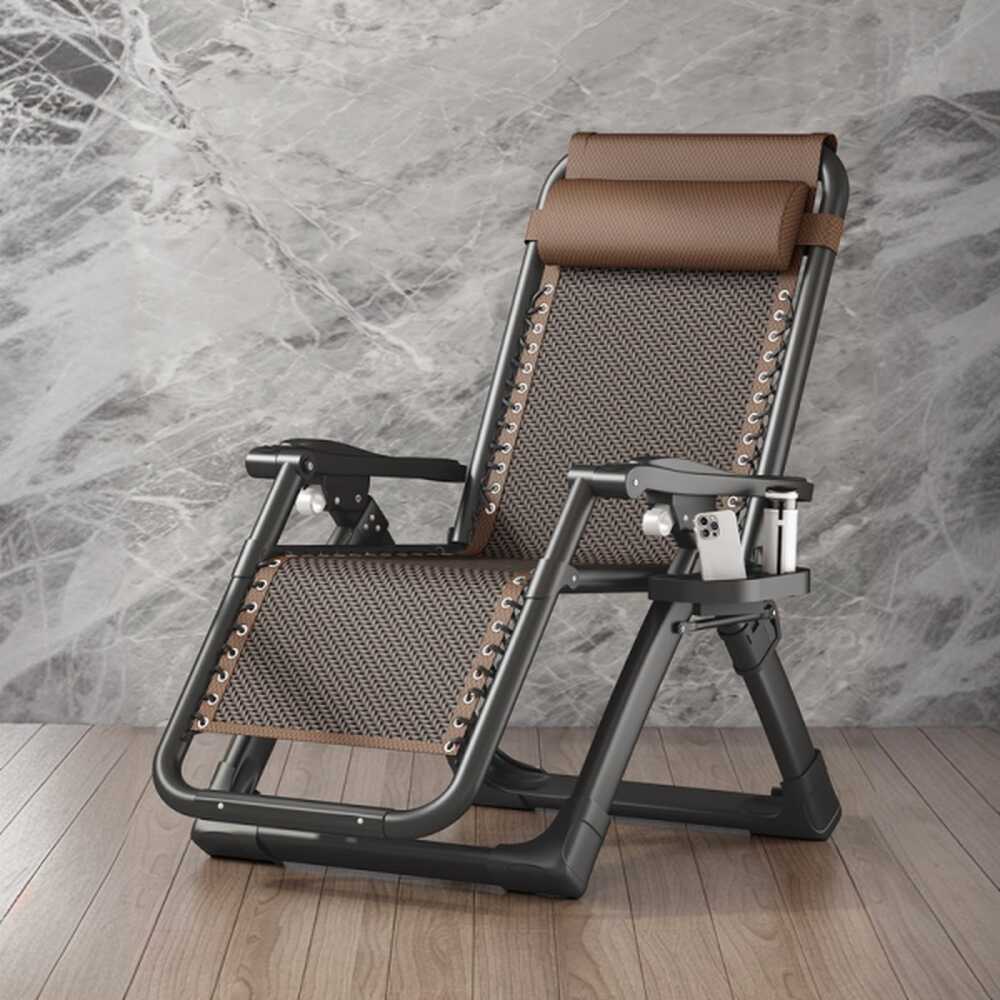 Contemporary Ink Alloy Arm Recliner with Pillow, Locking Back Angle & Cupholder, Standard (No Motion)