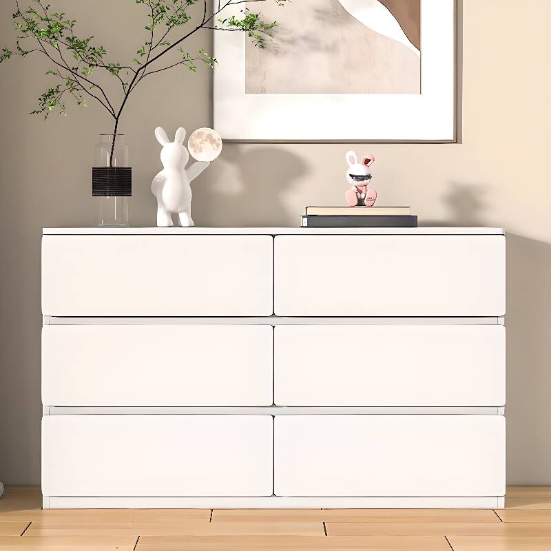Trendy White Raw Wood Horizontal/Vertical Double Dresser with 9 Drawers/8 Drawers/6 Drawers/5 Drawers
