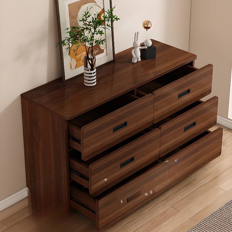 Contemporary Vertical/Horizontal Hardwood Bachelor Chest with 4 Drawers/6 Drawers/3 Drawers, Auburn