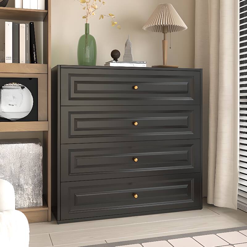 Midnight Black Simple Steel Bachelor Chest