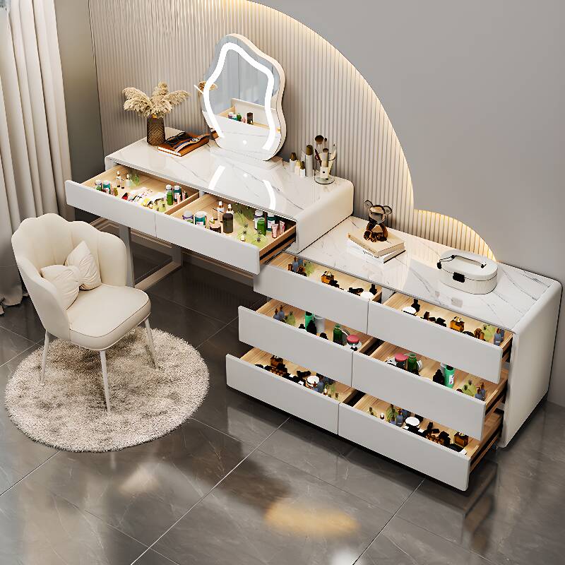 Scalable Multi-Purpose Vanity Set with Lighting, Push-Pull, Adjustable Touch, and Brightness Control