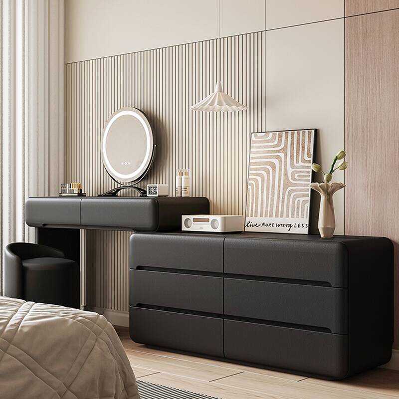 Simple Large Reclaimed Wood Vanity Set with 8 Drawers, No Suspension, and Tabletop Storage