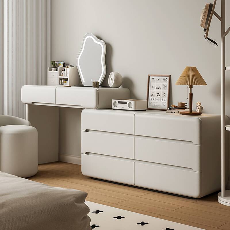 Trendy Large Timber Vanity Set with 8 Drawers & Tabletop Storage