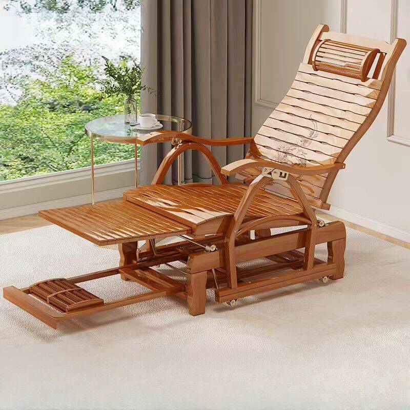 Wood Colour Bamboo Porch Rocker with Rear Back