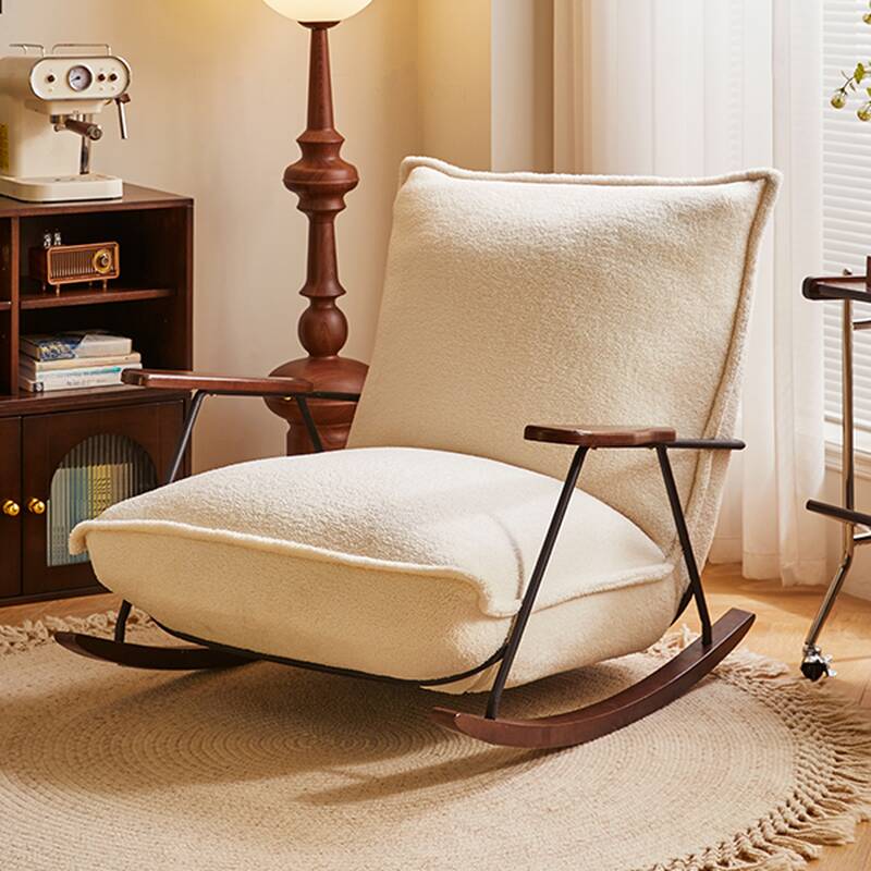 Black/Chalk Upholstered 2 Piece Set Rocking Chair with Ottoman: Scratch-tolerant, Padded & Track Arm