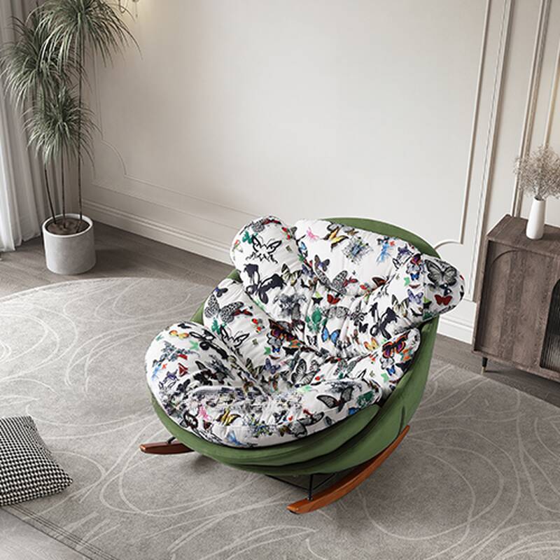 Modern Simple Style 2-piece Scratch-durable Padded Rocking Chair with Ottoman with Ottoman and Upholstered