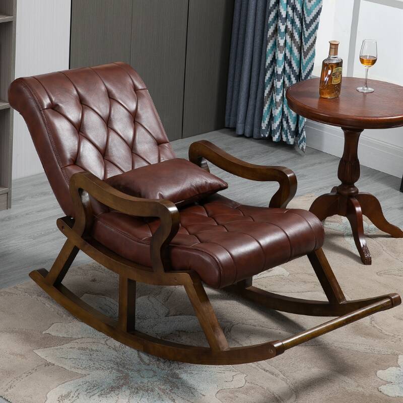 Scratch-proof Cocoa/Dove Grey/Apricot Colour Removable Pillowcase Rocking Chair, with Pillow & Track Arm & Padded & Upholstered