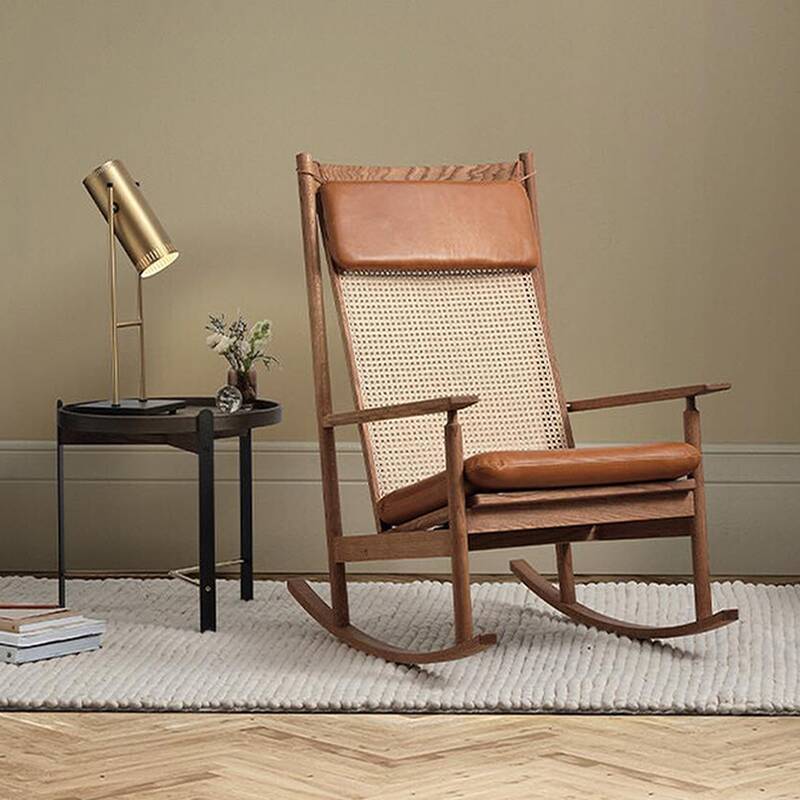 Simple Upholstered Porch Rocker: Padded with Track Arm