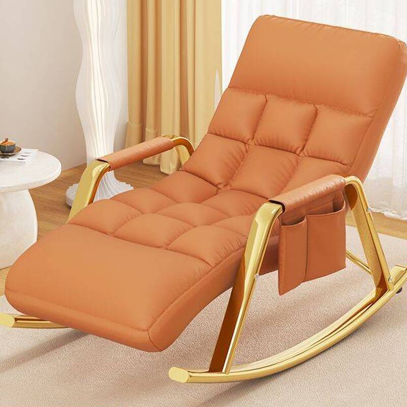 Grey/Chalk/Aqua Simple Water Proof Upholstered Rocking Chair with Padded Recessed Arm