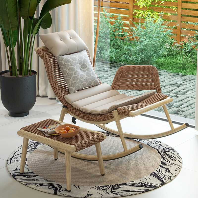 Simple Alloy Rocking Seat with Scratch-tolerant Padded Flared Arm and 2 Pillows