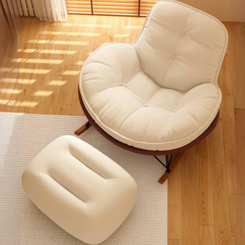 Simple Upholstered Rocking Chair with Ottoman: 2 Piece Set, Scratch-tolerant, Padded