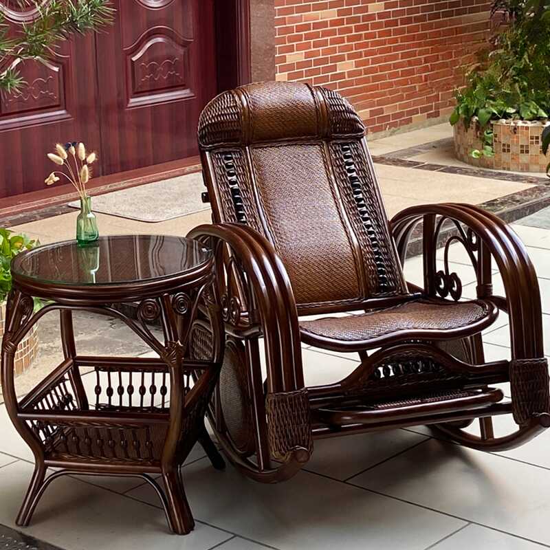 Simple Cane Rocking Chair: Scratch-tolerant with Track Arm