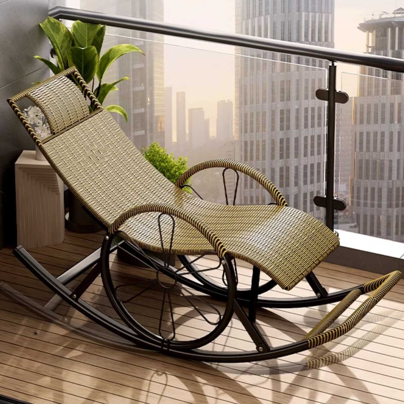 Simple Synthetic Porch Rocker: Water Proof with Round Arm