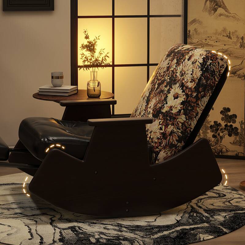 Modern Upholstered Scratch-durable Front Porch Rocker with Recessed Arm, Padded