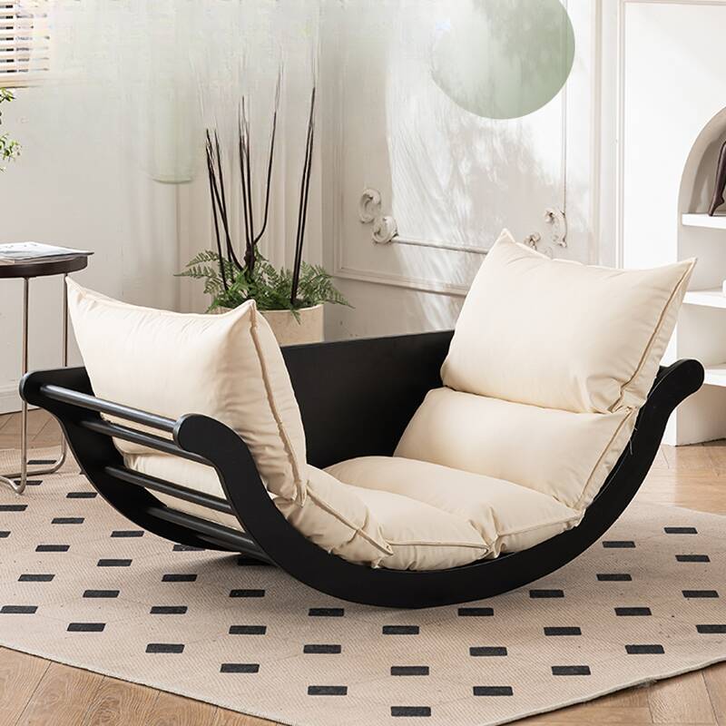 Black/Chalk/Auburn Simple Upholstered Rocking Chair with Scratch-tolerant and Padded Finish