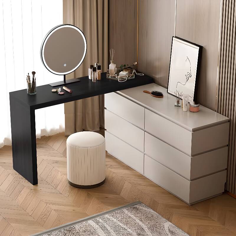 Multi-Purpose 2-in-1 Push-Pull Scalable Vanity Set with Illumination Light, Adjustable Touch and Adjustable Brightness