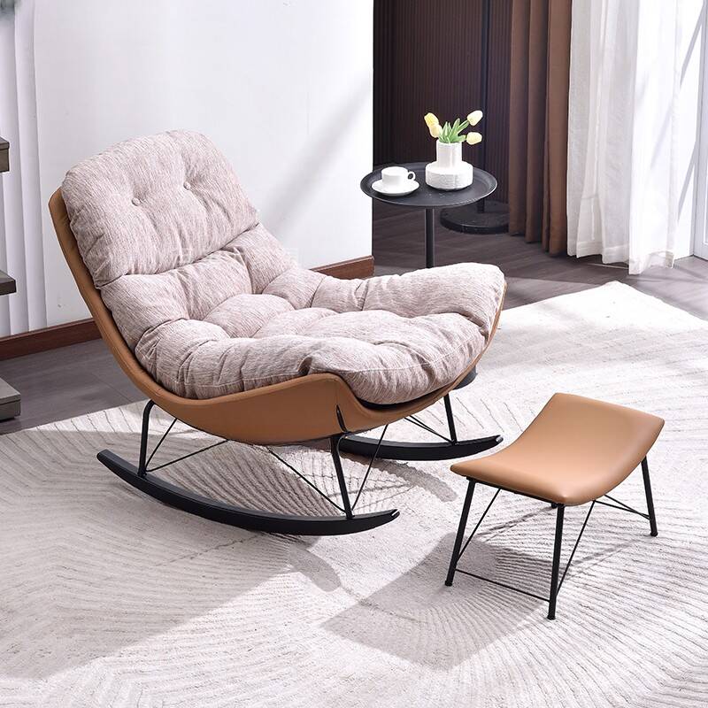 Simple Style Upholstered Rocking Chair with Padded Seat